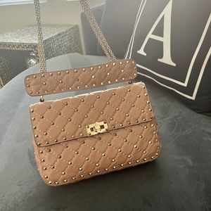 Medium Valentino Garavani Rockstud Spike bag Nappa lambskin w chain & top handle